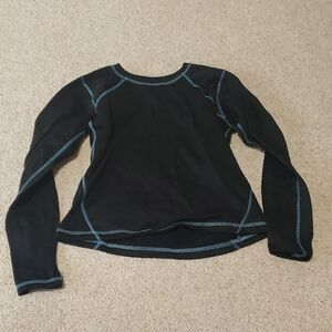 Black Long Sleeve Top with Blue Stitching
